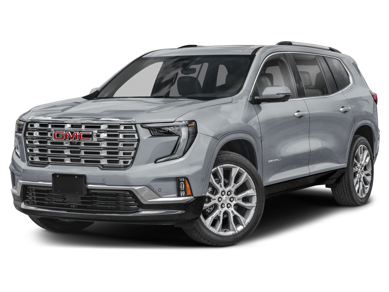 2026 GMC Acadia Denali in Summit White — front three-quarter view