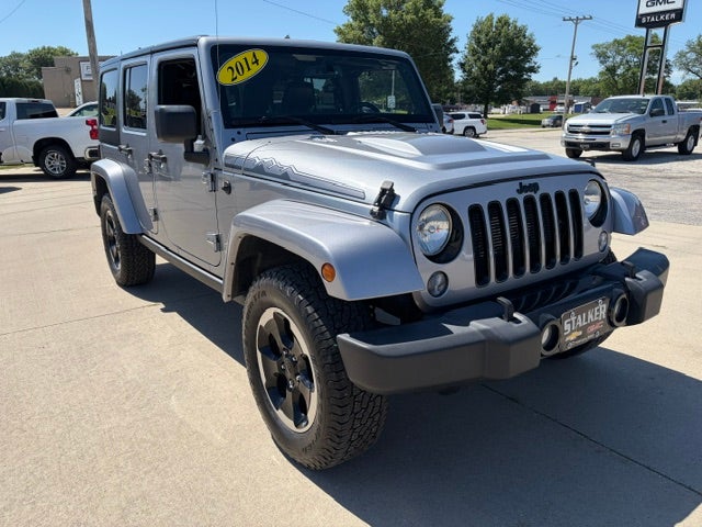 2014 Jeep Wrangler Unlimited Polar Edition in Silver — front three-quarter view