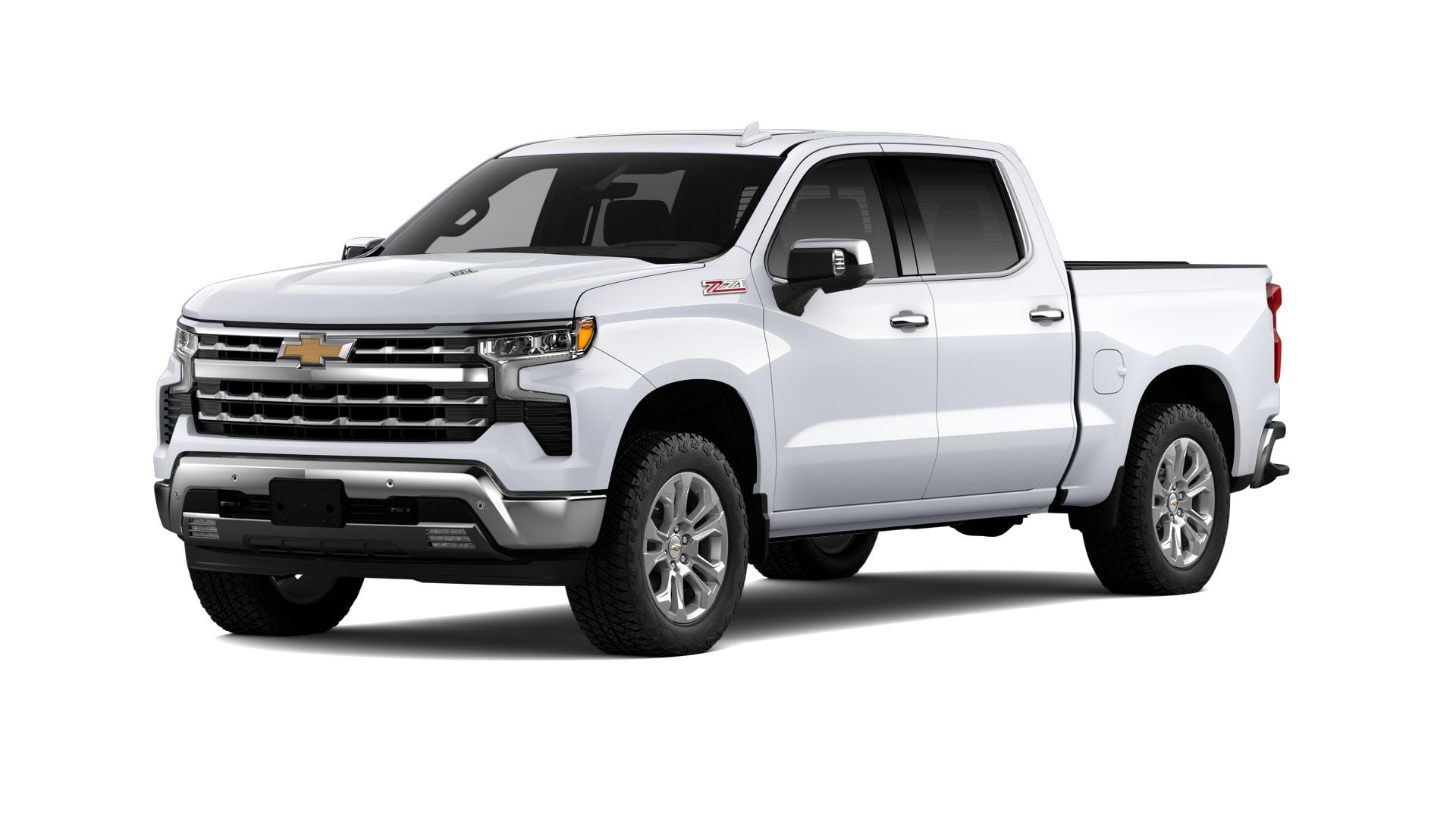 2026 Chevrolet Silverado 1500 LTZ in Summit White — front three-quarter view